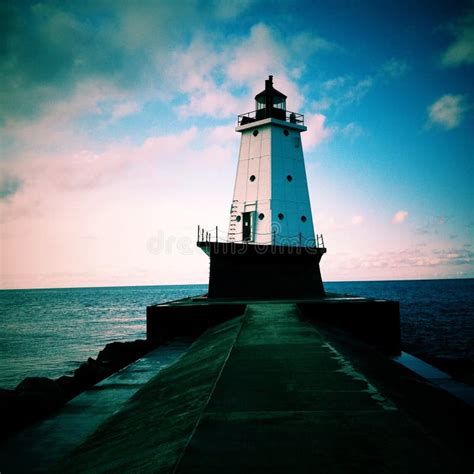 Ludington, Michigan Lighthouse. Square. Stock Image - Image of mason ...