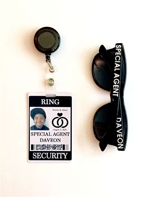 Ring Security ID Badge Set with Sunglasses and Add-on Items | Etsy | Ring bearer wedding, Ring ...