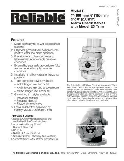 Alarm Check Valve - Reliable Automatic Sprinkler Co.