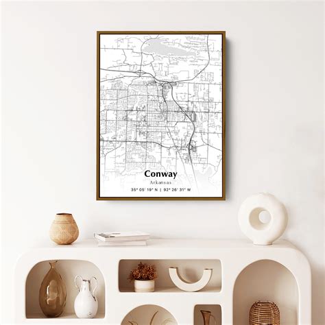 Conway City Map Print, Conway Arkansas Map Poster, USA City Street Map ...