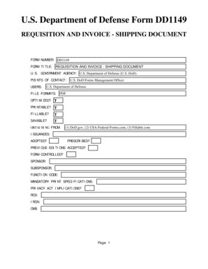 U.S. Department Of Defense Form DD1149. REQUISITION AND INVOICE - SHIPPING DOCUMENT - Fill and ...