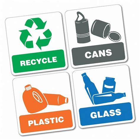 4X Bin Signs Recycle Cans Plastic Glass Sticker #7016EN | eBay