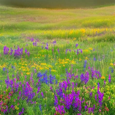 A peaceful meadow with brightly colored wildflowers | OpenArt