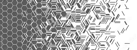 Black and white abstract geometric pattern with hexagonal lines. Seamless vector background with ...