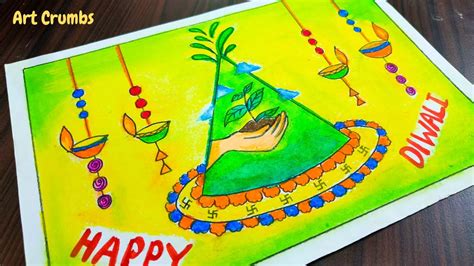 Green Diwali drawing/ Happy Diwali painting/ Eco friendly Diwali poster/ anti cracker Diwali ...