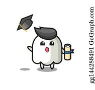 26 Graduation Cute Ghost Character Cartoon Clip Art | Royalty Free ...