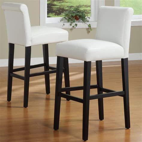 Bennett White Faux Leather 29-inch High Back Bar Stools (Set of 2) by ...