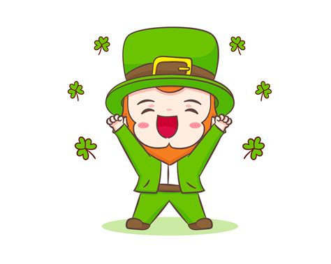 Cute Adorable happy Leprechaun cartoon. Hand drawn chibi character ...