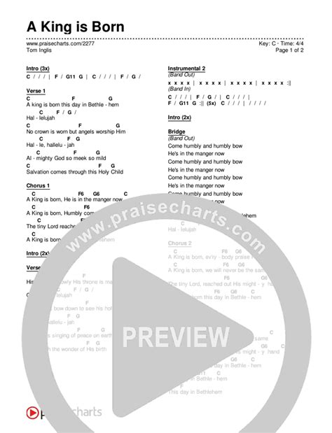 A King is Born Chords PDF (Tom Inglis) - PraiseCharts