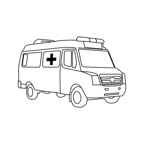 Ambulance Van Car Line Art Design, Car Drawing, Van Drawing, Ambulance Drawing PNG and Vector ...