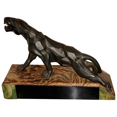 Art Deco Sculpture of a Panther by M. Leducq, France, 1935 at 1stDibs ...