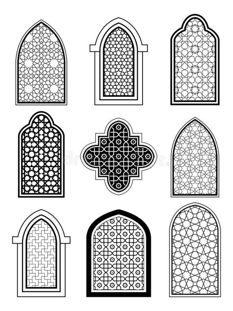 Arabic or Islamic Traditional Architecture, Set of Window Stock Vector - Illustratio… | Mosque ...