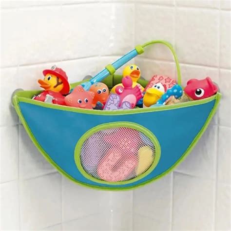 Baby Kids Bathroom Bath Toy Storage Rack Waterproof Cloth Suction Wall ...