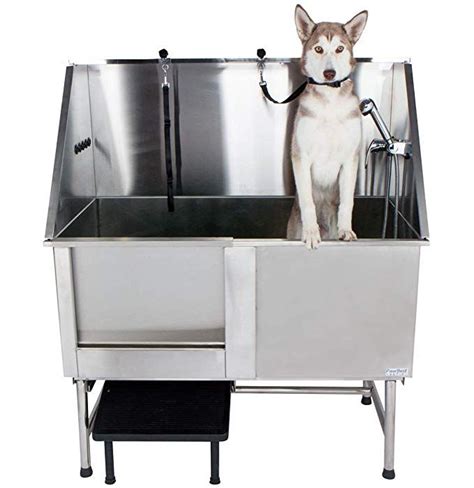 PawBest 48" Stainless Steel Dog Grooming Bath Tub (with Ramp, Faucet ...