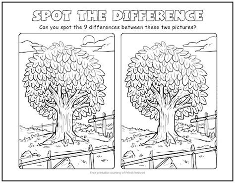 Shade Tree Spot the Difference Picture Puzzle | Print it Free