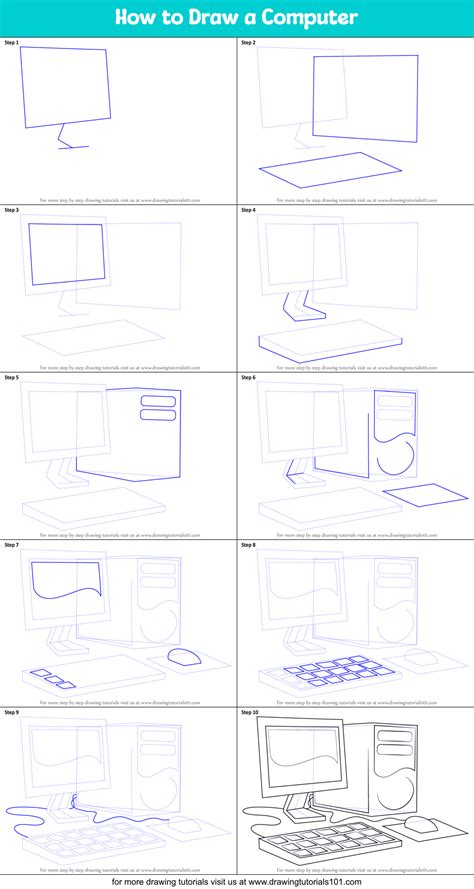 How to Draw a Computer printable step by step drawing sheet ...