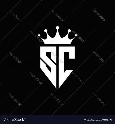 Sc logo monogram emblem style with crown shape Vector Image