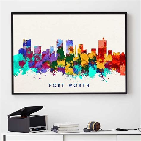 Fort Worth Skyline Art Fort Worth Print Fort Worth Painting