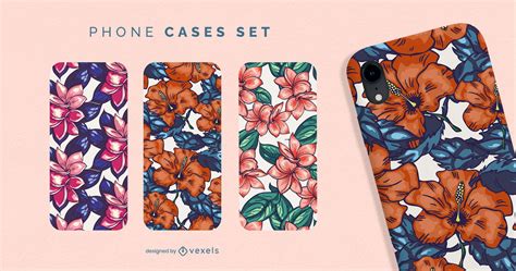 Floral Phone Cases Set Vector Download