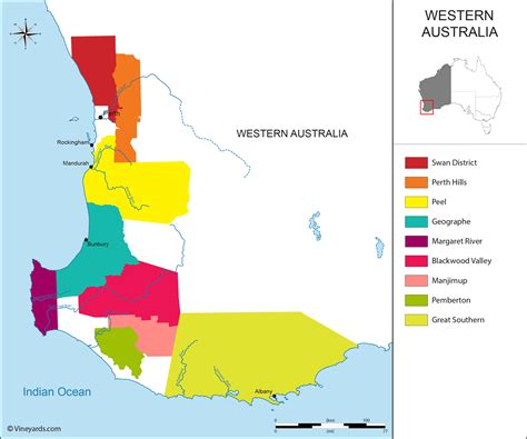 Australia Map of Vineyards Wine Regions