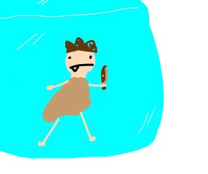 a caveman frozen in ice - Drawception