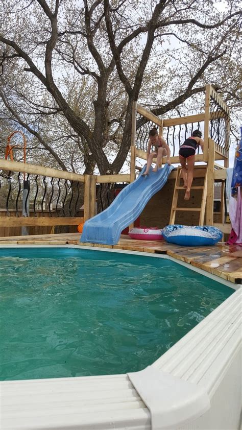 Above ground pool slide. It turned out great and the kids love it. We ...