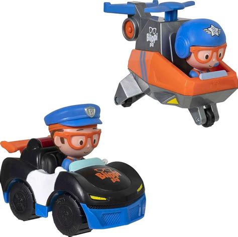 Blippi Police Car Helicopter Mini Vehicle 2-Pack Jazwares - ToyWiz