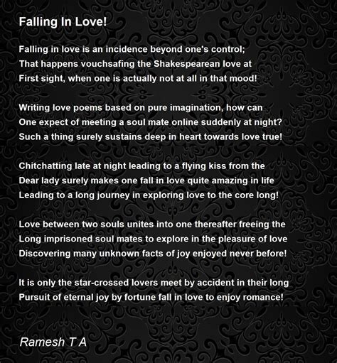 Falling In Love! Poem by Ramesh T A - Poem Hunter