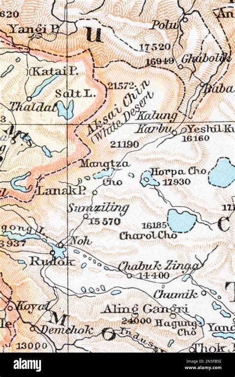 1900 historic atlas map of Aksai Chin, part of a border area hotly ...