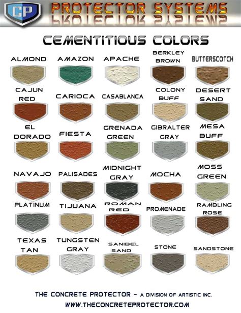 Cement-Color-Chart | Redeck of Central Ohio | Decorative Concrete Systems