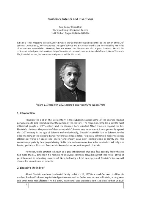 (PDF) Einstein's Patents and Inventions | Asis Chaudhuri - Academia.edu
