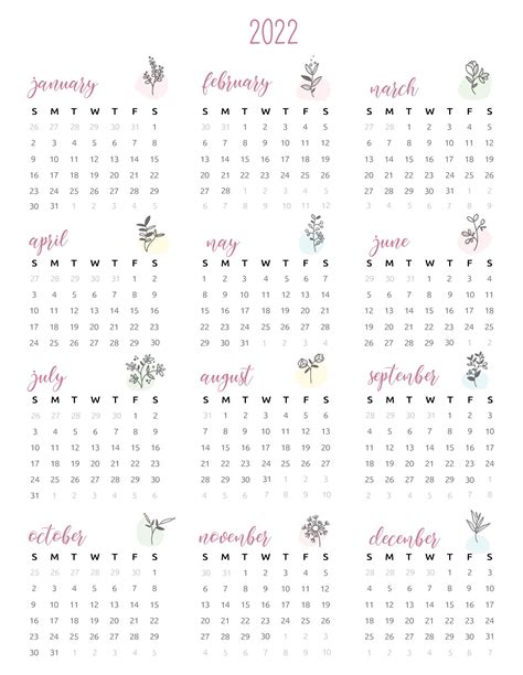 2022 Calendar Printable One Page World Of Printables 2022 Calendar ...