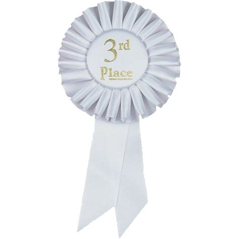 Third Place White Satin Preprinted Ribbon | Dinn Trophy