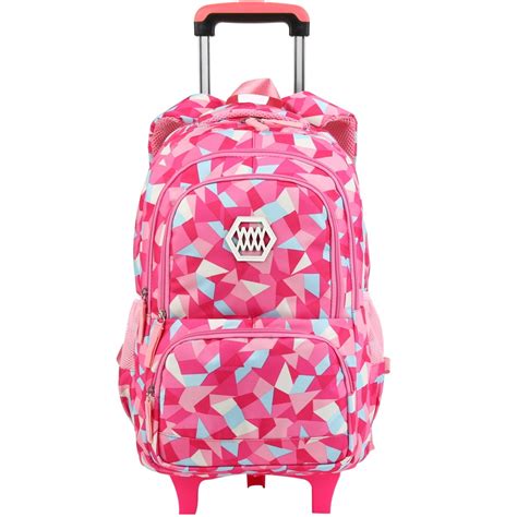 Generic - Little Girl Wheeled Backpack Adorable Rolling Daypack Large ...