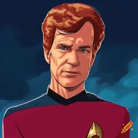 Captain of the starship enterprise in pulp comic art style on Craiyon