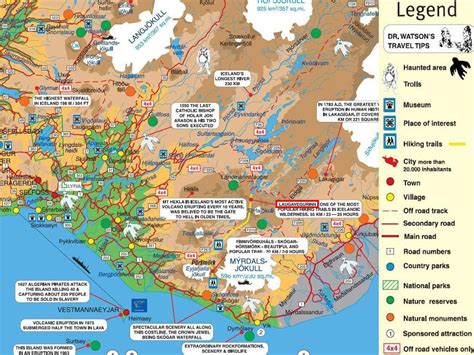 Map of Southern Iceland with Hiking Trails | Tourist map, Iceland ...