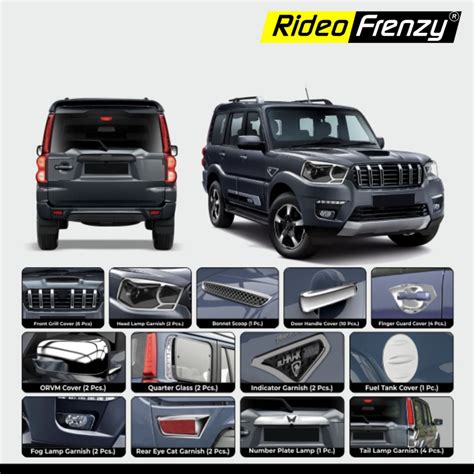 Buy Mahindra Scorpio Classic Chrome Accessories Garnish Combo Kit ...