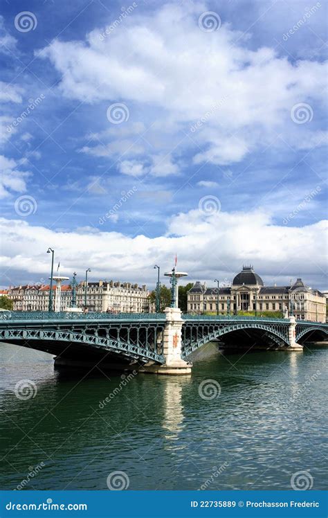 Bridge on the Rhone river stock image. Image of urban - 22735889