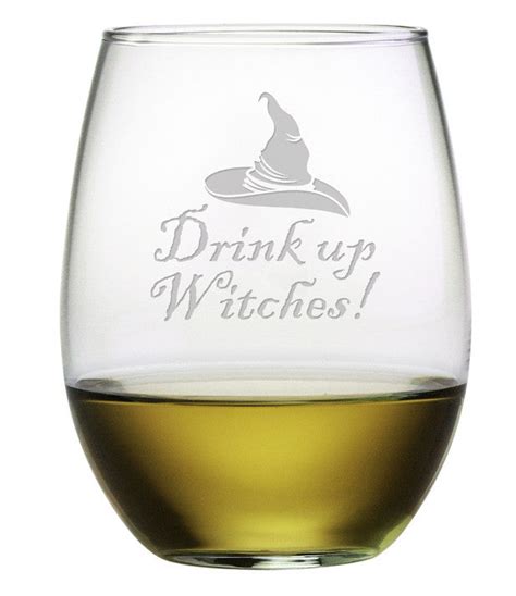 Drink Up Witches Stemless Wine Glasses ~ Set of 4