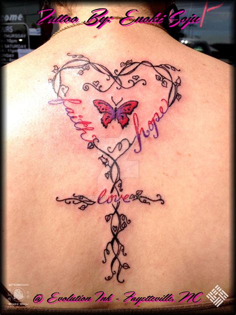 Faith Hope Love Swirls Vines Butterfly Tattoo by enokisoju on DeviantArt