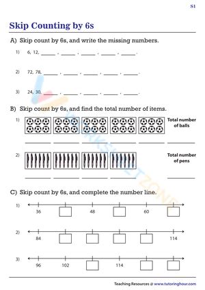 Skip Counting by 6 worksheets