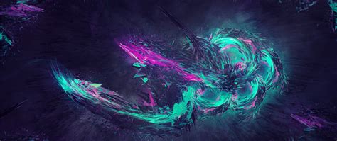 Teal, pink, and black abstract painting, abstract, ultra-wide HD wallpaper | Wallpaper Flare