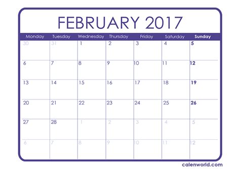 February 2017 Calendar | Printable Calendars