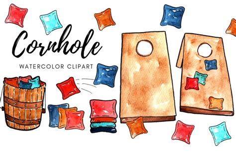 Watercolor cornhole clipart