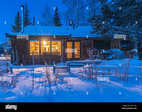 Winter Cabin in Canmore, Alberta, Canada Stock Photo - Alamy