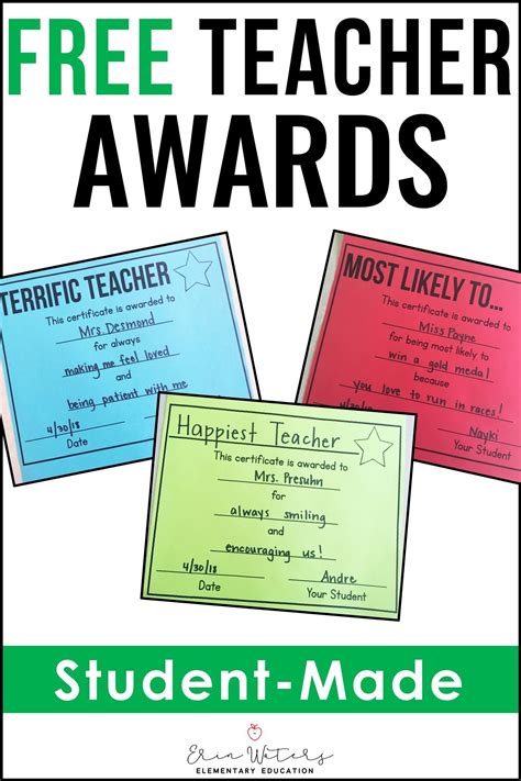 FREE Teacher Appreciation Award Certificates - Printable Teacher Awards ...