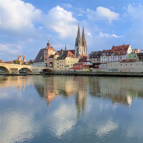 Regensburg Cathedral and Stone Bridge in Regensburg, Germany Stock ...