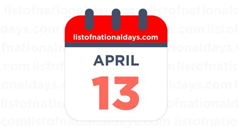 APRIL 13TH: National Holidays, Observances & Famous Birthdays