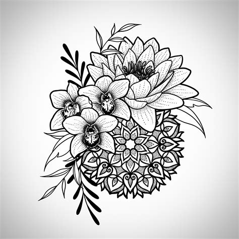 Floral Mandala Tattoo Design, Me, Digital Art, 2021 : r/Art