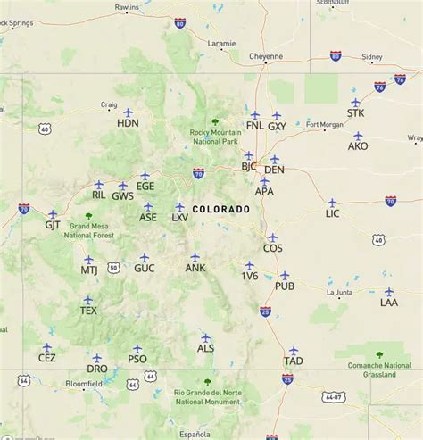 Free Colorado Airports Map And The Top 6 Airports In Colorado